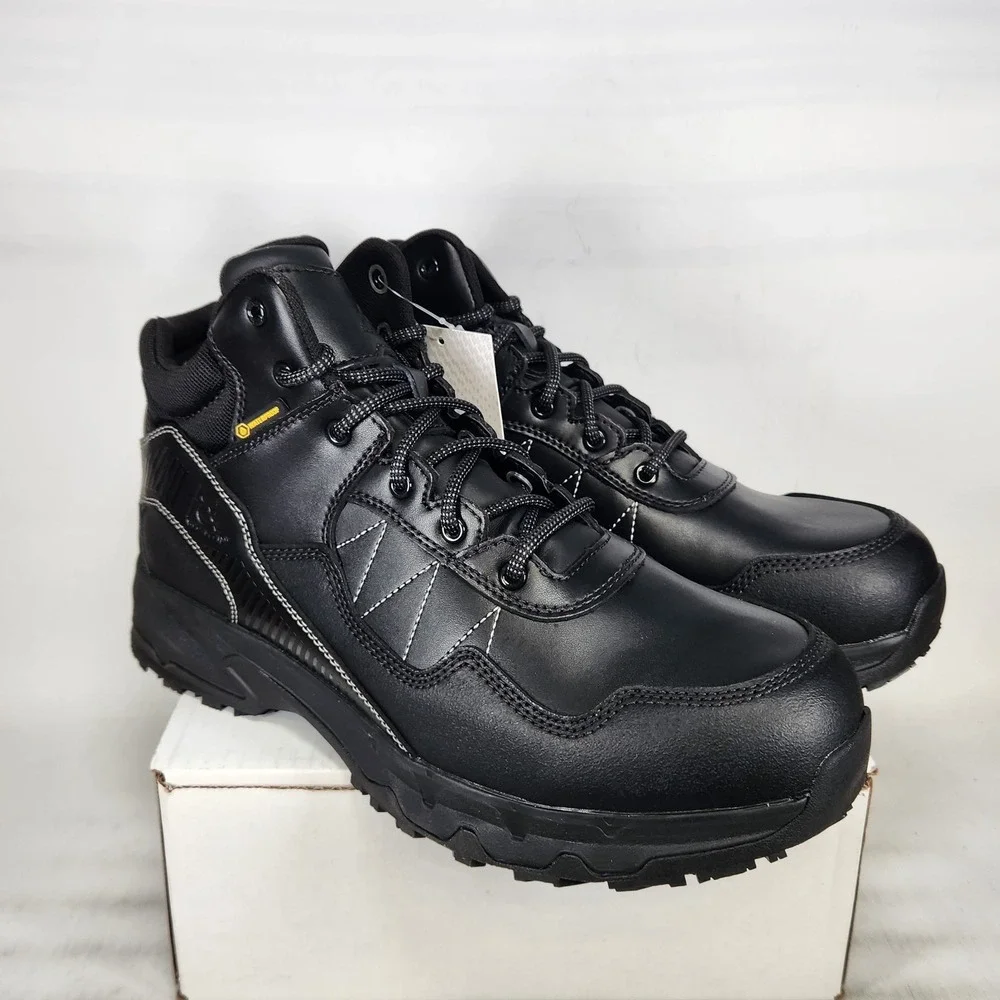 ACE Piston Mid WP Work Boots Mens Size 12 Black Waterproof Slip Resistant EH